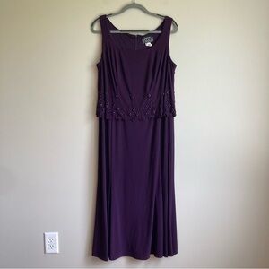 Alex Evenings Purple Beaded Top Maxi Dress 14W